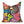 Colorful floral and nature-themed pillow on a white background