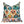 Decorative pillow with a colorful geometric pattern on a white background