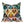 Decorative pillow with a colorful geometric pattern on a white background