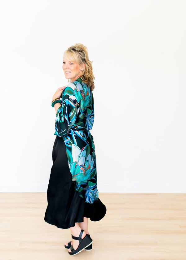 Painted Protea - Ocean Long Kimono