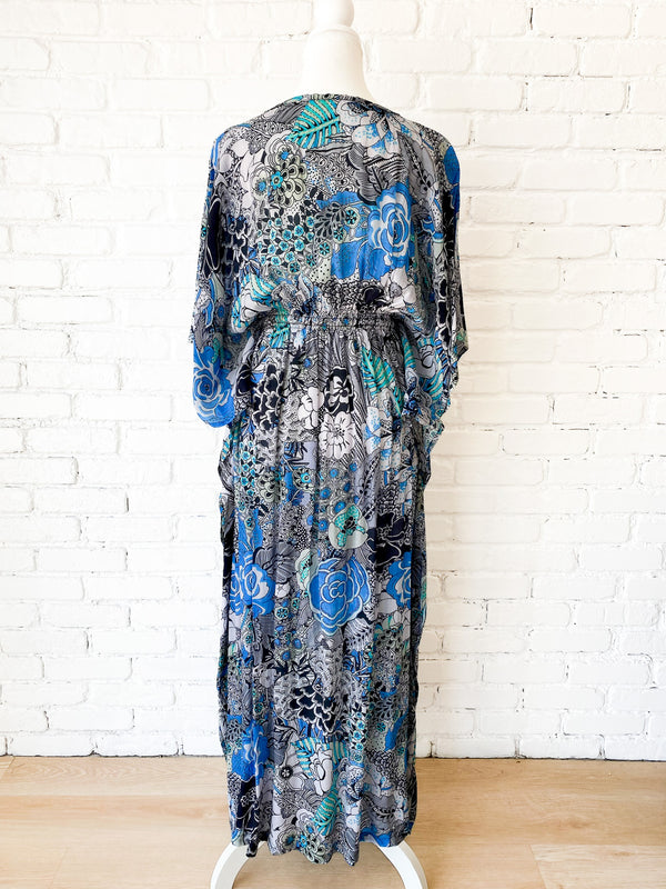 Bombay Blue Elastic Waist Kaftan