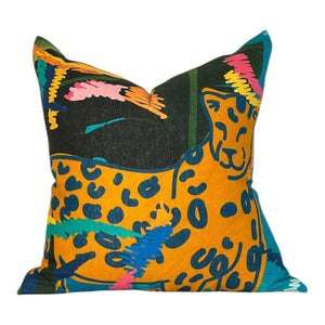 Colorful pillow with abstract design on a white background