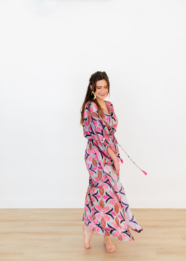 Blossom Ikat Tie Kaftan