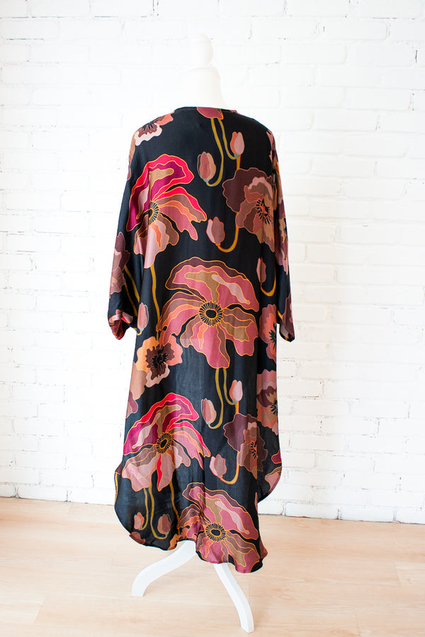 Fall Poppy- Pink Long Kimono