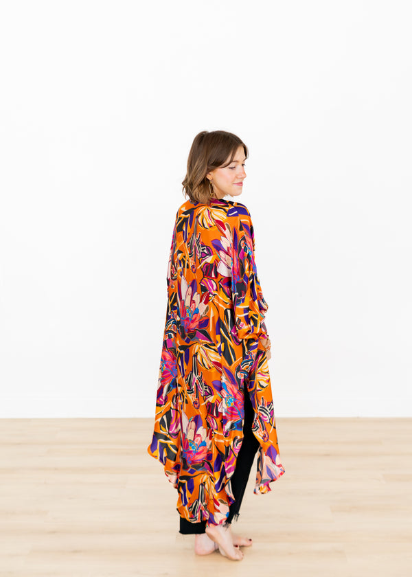 Painted Protea - Ochre Long Kimono