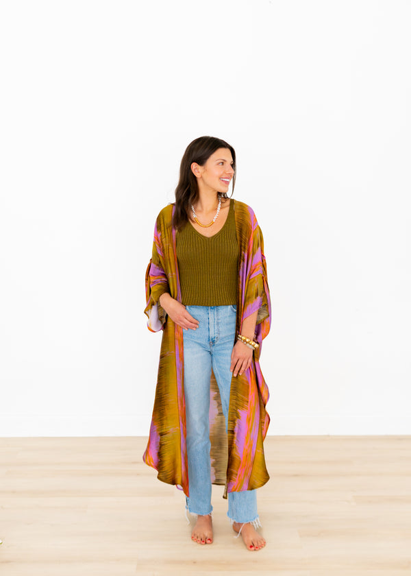 Wild Orchid Long Kimono