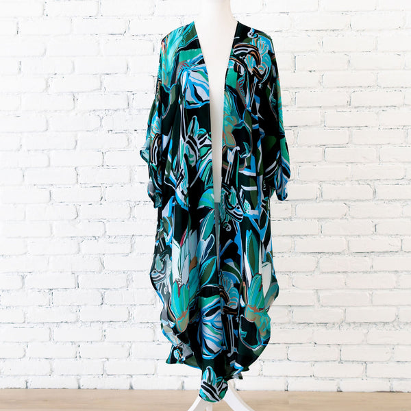 Painted Protea - Ocean Long Kimono