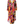 A long-sleeve, open-front kaftan dress with a vibrant multicolor floral print, displayed on a wooden dress form mannequin against a plain white background.