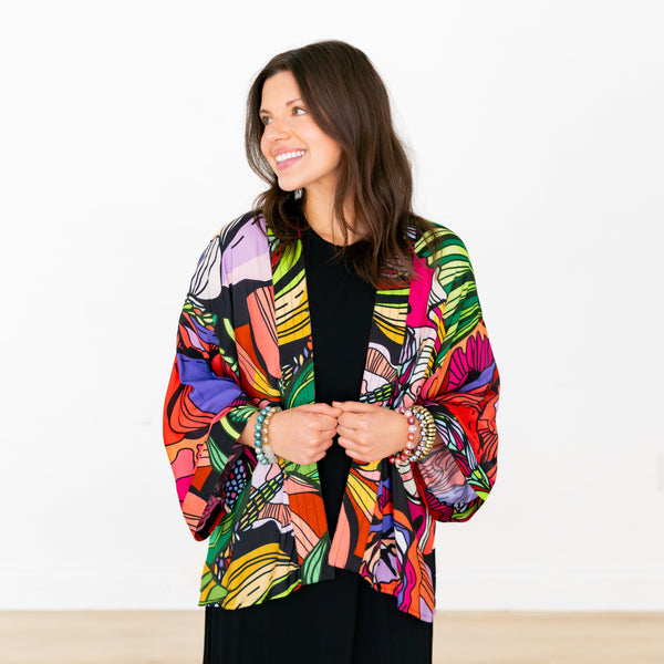 Gothic Floral Short Kimono