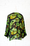 Fall Poppy- Green Short Kimono