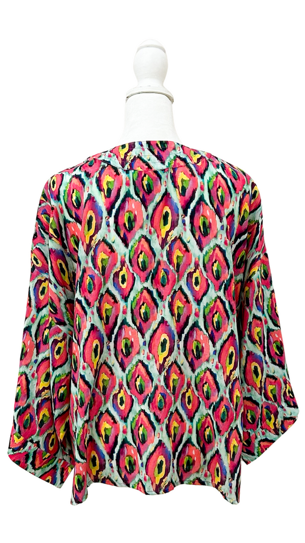 Ikat Abstract Short Kimono