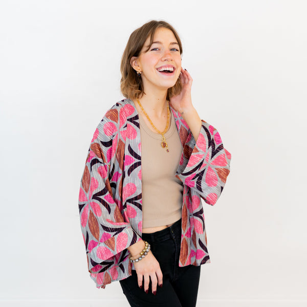 Blossom Ikat Short Kimono