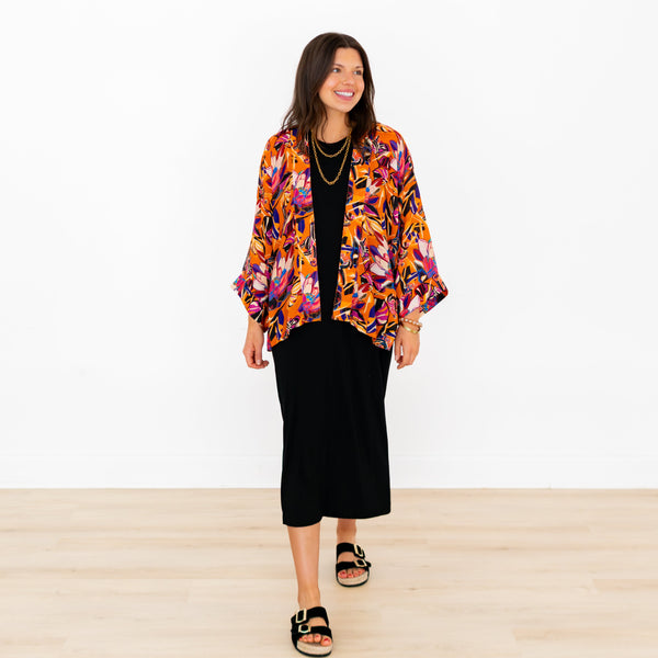 Painted Protea - Ochre Short Kimono