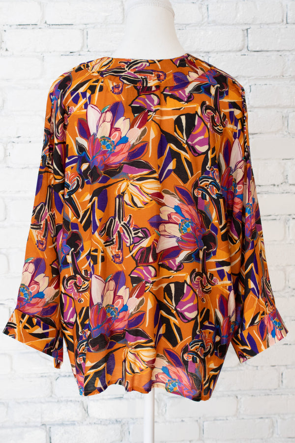 Painted Protea - Ochre Short Kimono