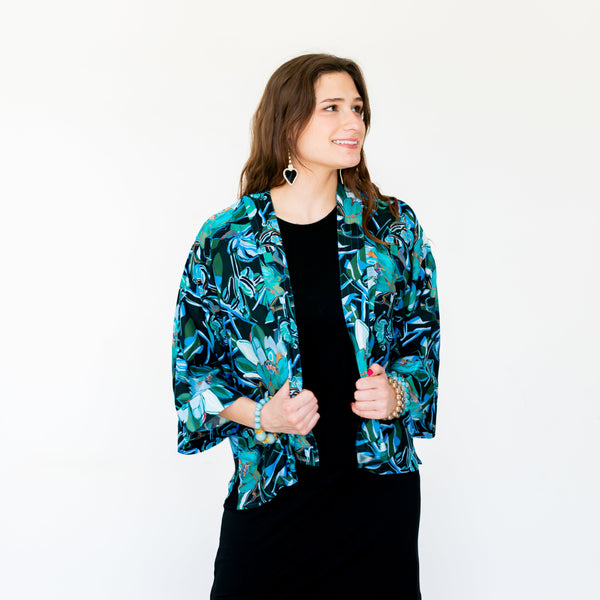 Painted Protea - Ocean Short Kimono