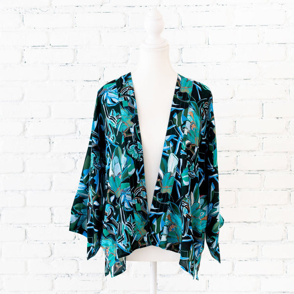 Painted Protea - Ocean Short Kimono