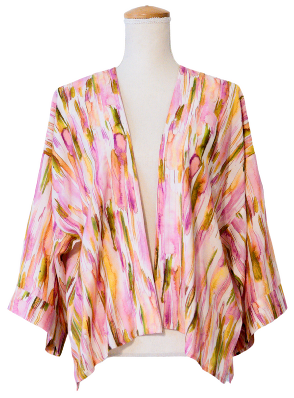 Pastel Brushstrokes Short Kimono