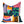 Colorful abstract-patterned pillow on a white background