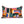 Colorful abstract-patterned pillow on a white background
