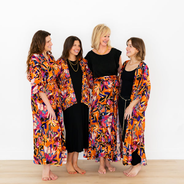 Painted Protea - Ochre Short Kimono