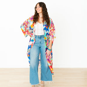 Island Floral Long Kimono
