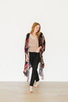 Fall Poppy- Pink Long Kimono