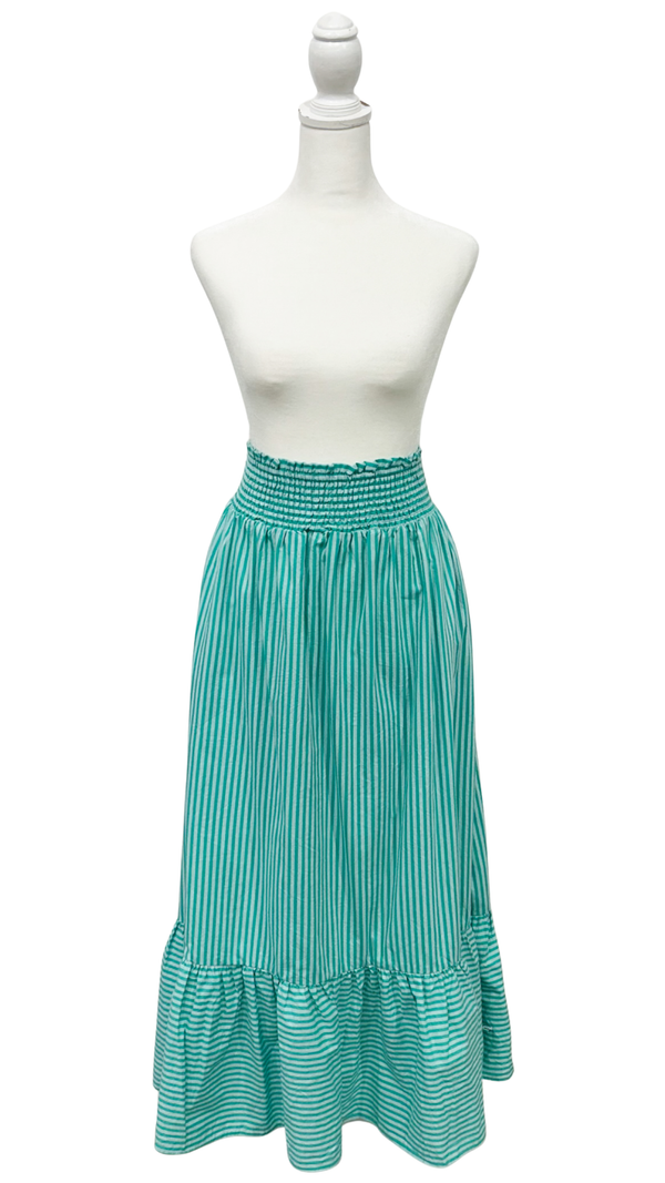 Tie Front Maxi Skirt - Aqua Candy Stripe