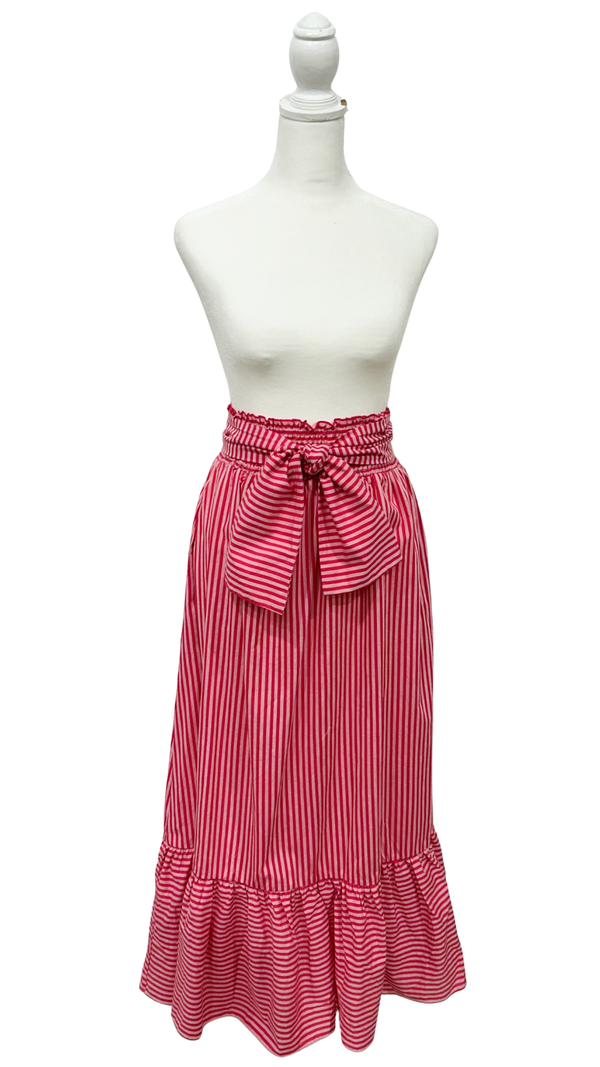 Tie Front Maxi Skirt - Pink Candy Stripe