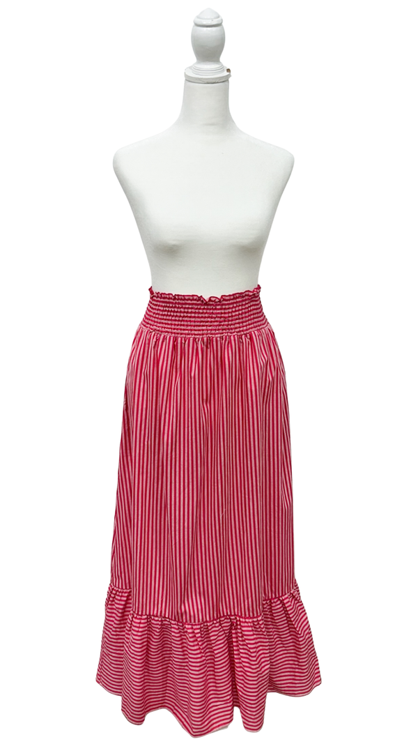 Tie Front Maxi Skirt - Pink Candy Stripe