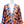 Colorful geometric patterned kimono on a mannequin against a white background