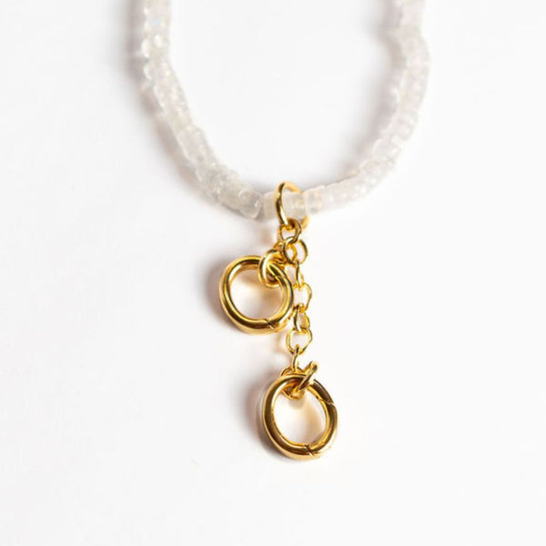 Gemstone Double Clasp Necklace- Rainbow Moonstone