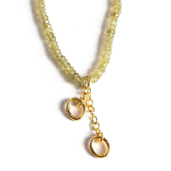 Gemstone Double Clasp Necklace- Peridot