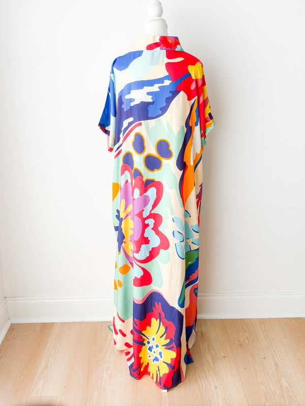 Island Floral V-Neck Dress