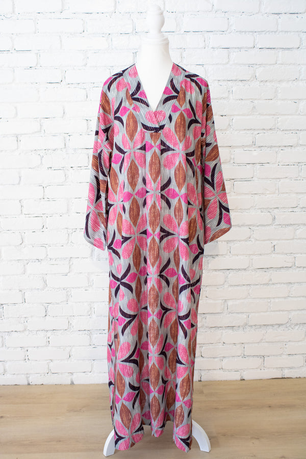 Blossom Ikat Bell Sleeve V-Neck Dress